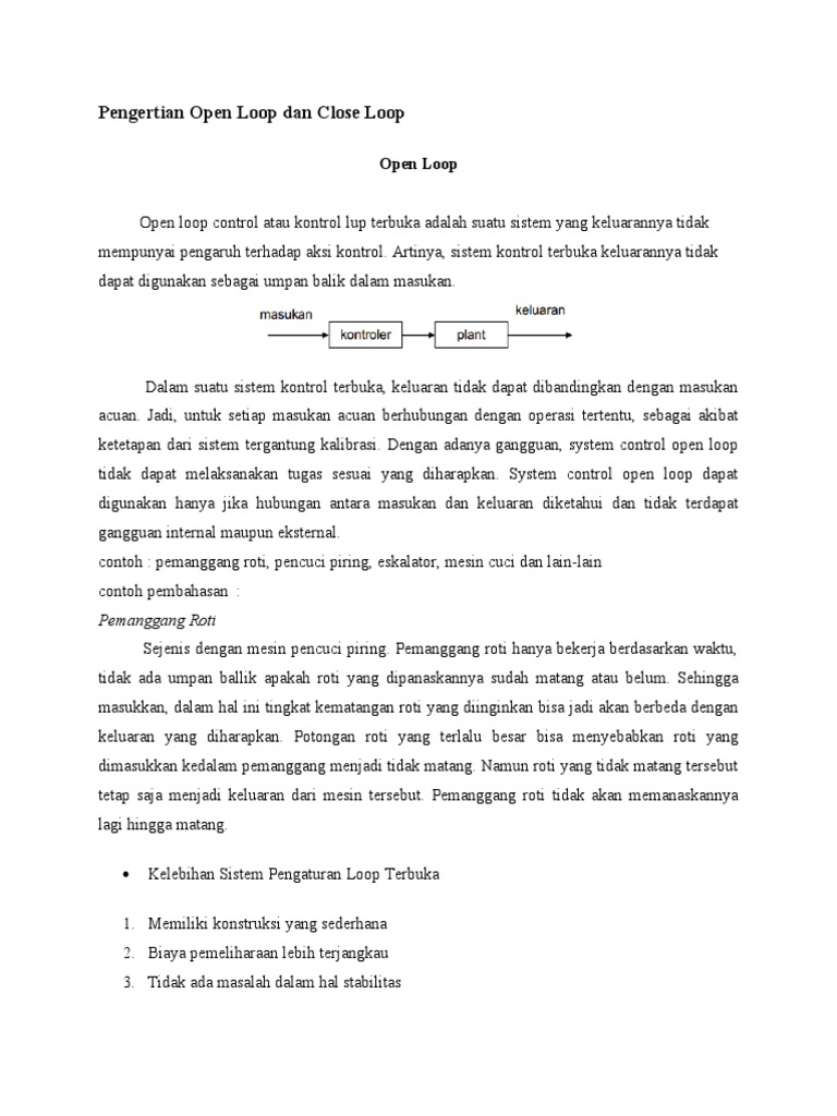 Pengertian Open Loop Dan Close Loop | PDF | Teknologi & Rekayasa