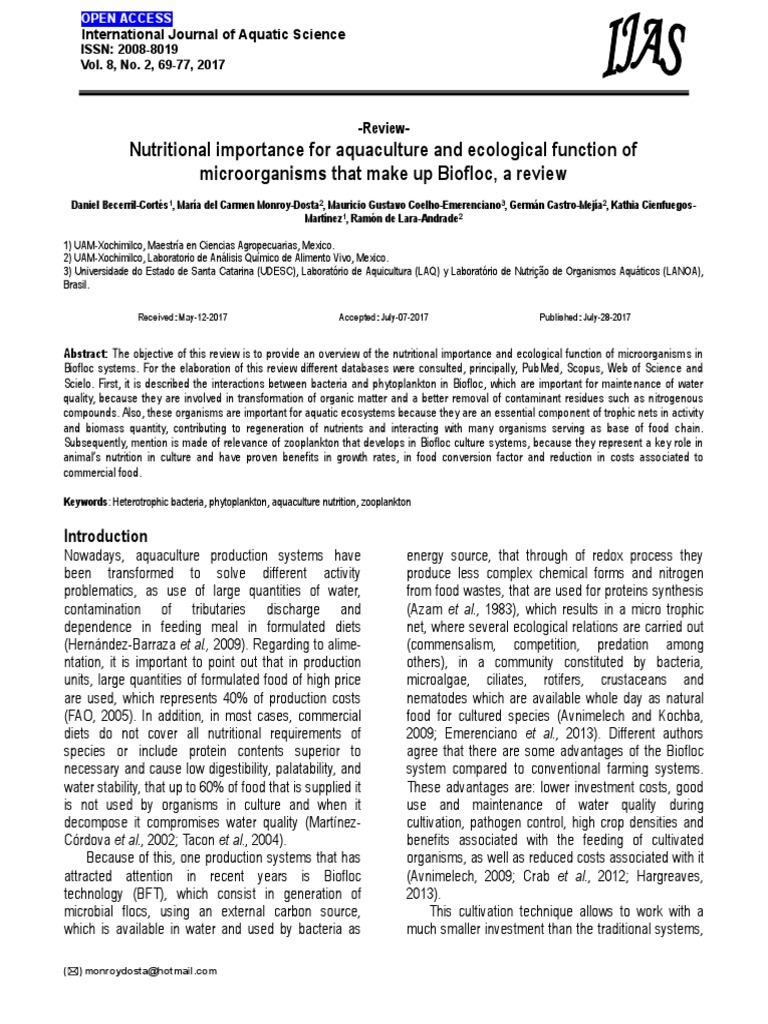 Nutritional Importance For Aquaculture A Pdf Pdf Bacteria Biology