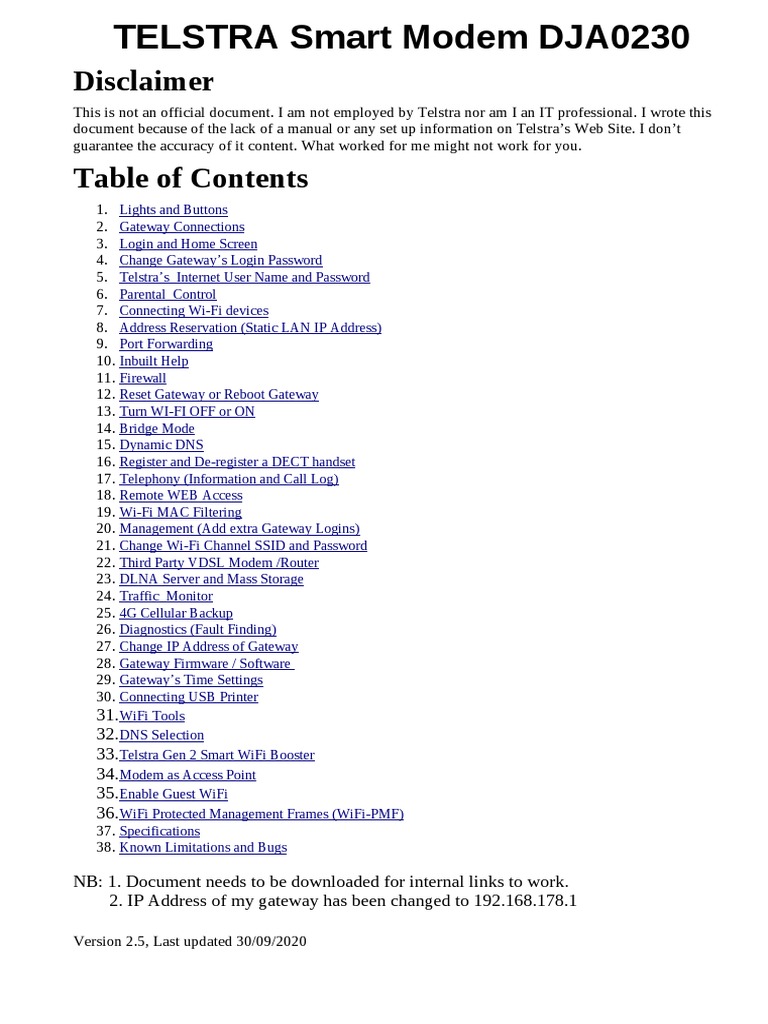 Telstra Smart Modem PDF Wi Fi Ip Address