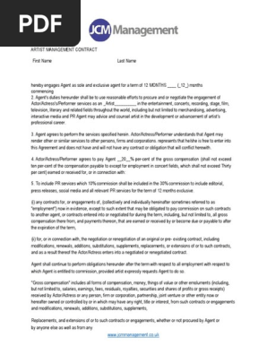 Artist Management Contract