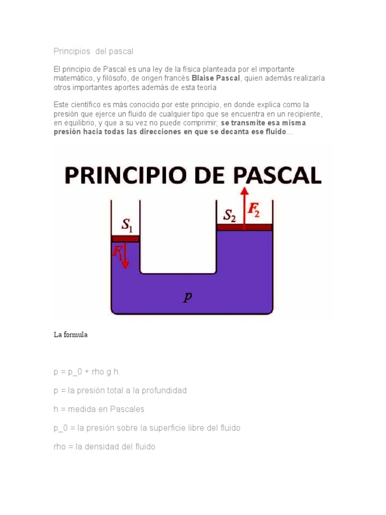 Principio de Pascal y su fórmula | PDF | Filosofía