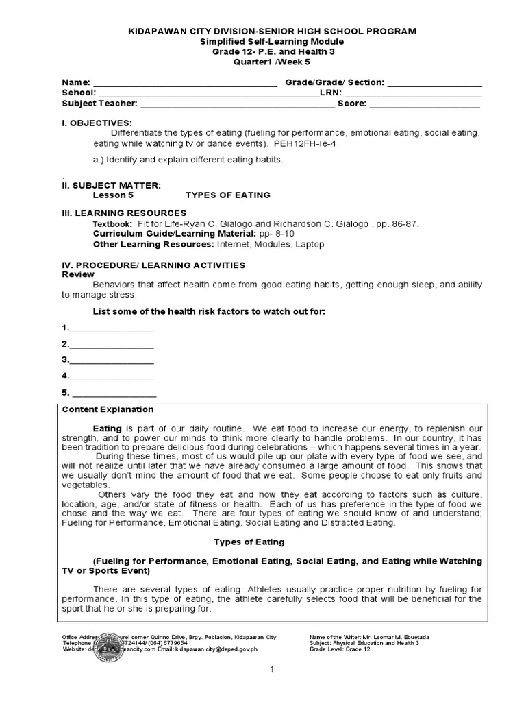Types of Eating Habits Explained | PDF | Eating | Foods