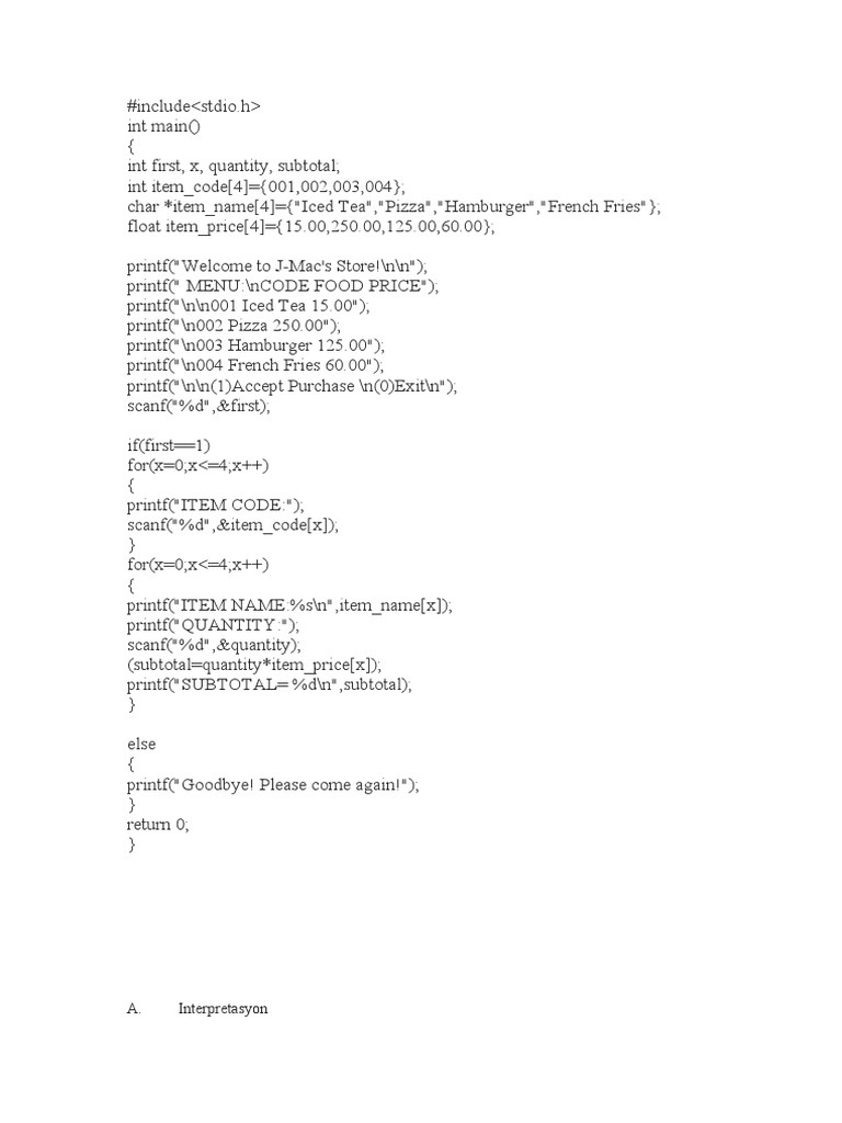 J-Mac's Store Menu and Purchase System | PDF