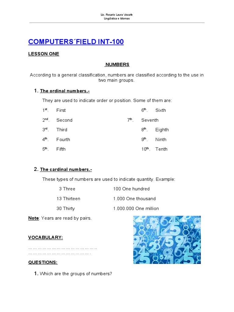 Computers Field Int-100 | PDF | Printer (Computing) | Computer Data Storage