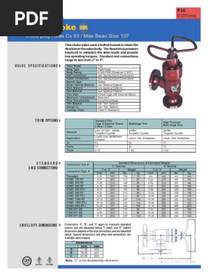 Catalogo P3e 6000 Psig Cv Beansize 137 Valve Gas Technologies