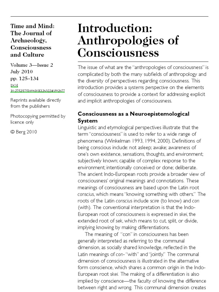 Introduction Anthropologies of Consciousness, Michael Winkelman PDF