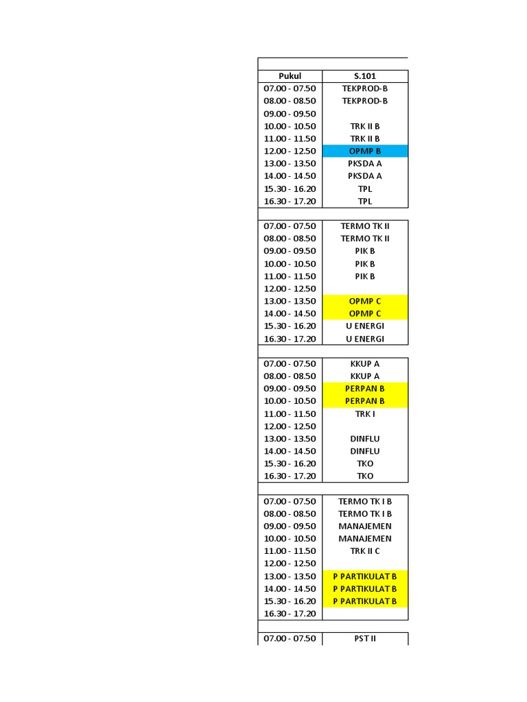 Semester 4 Jadwal | PDF
