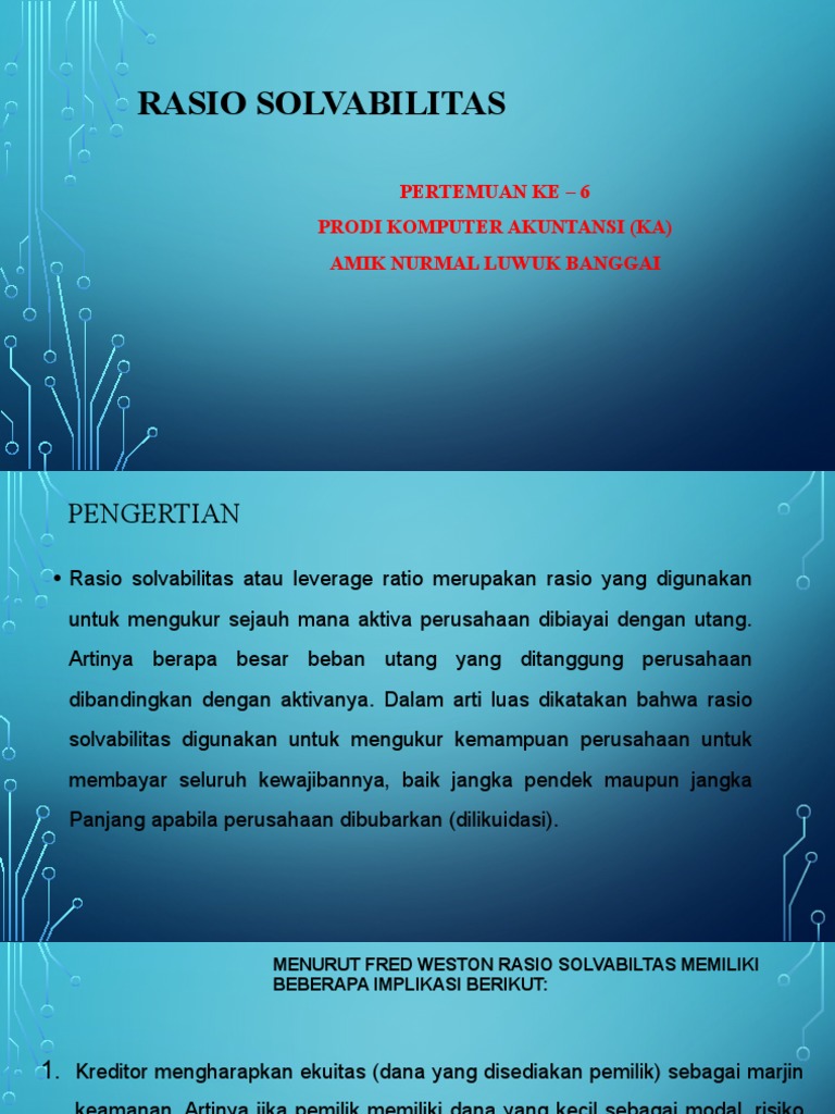 Analisis Rasio Solvabilitas Perusahaan | PDF | Pengelolaan Keuangan & Uang