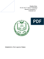 Khadija Khan B.ALL.B 2 Year (4 Semester) Internal Assessment 3 Criminal Law