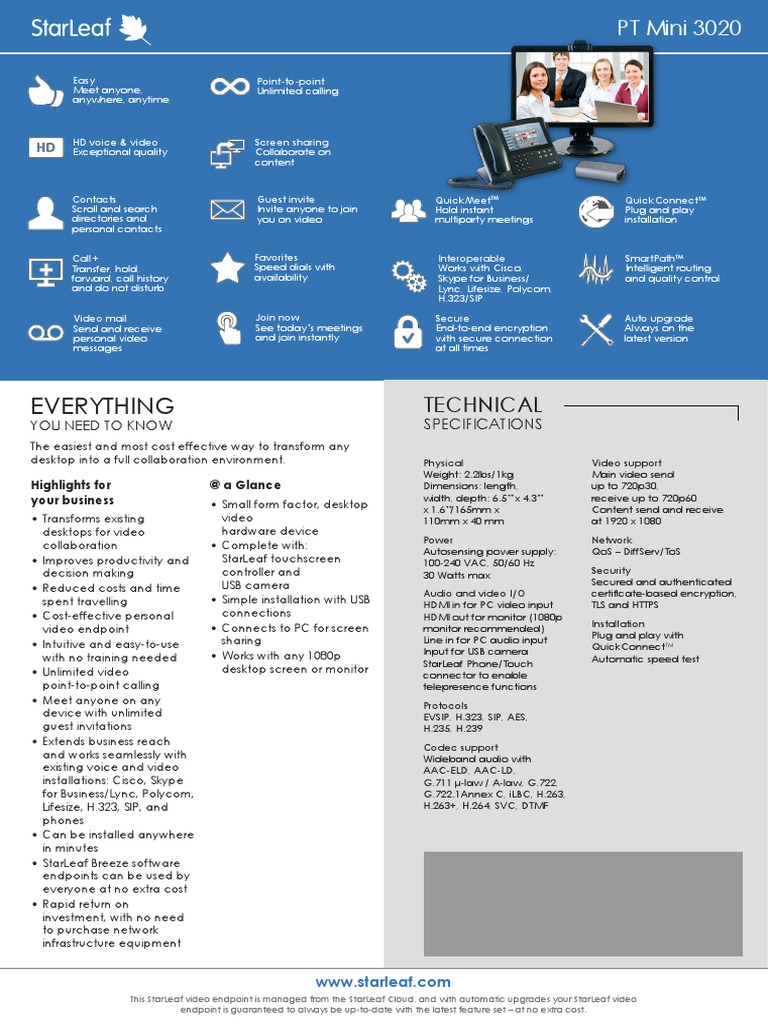 StarLeaf Video Collaboration Endpoint | PDF | Session Initiation ...