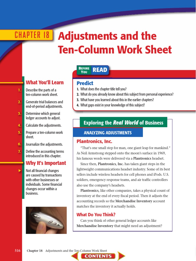 Ten-Column Worksheet Adjustments Guide | PDF | Debits And Credits ...