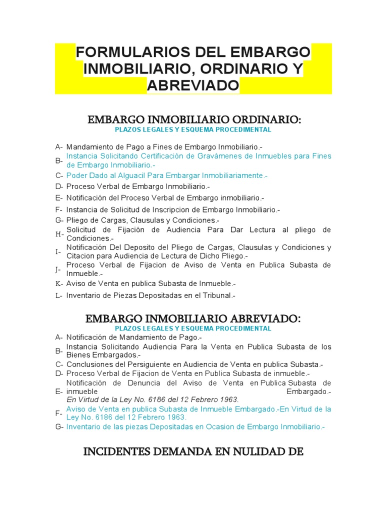 Formularios para Embargo Inmobiliario | PDF