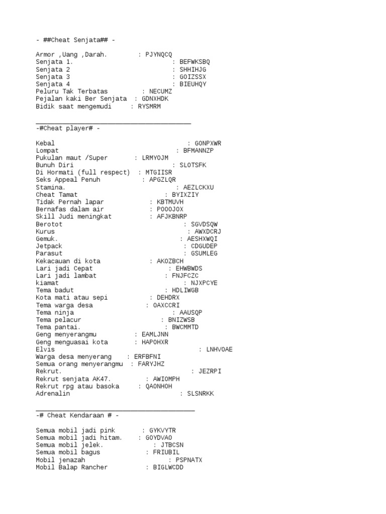  update code cheat gta san andreas android pdf