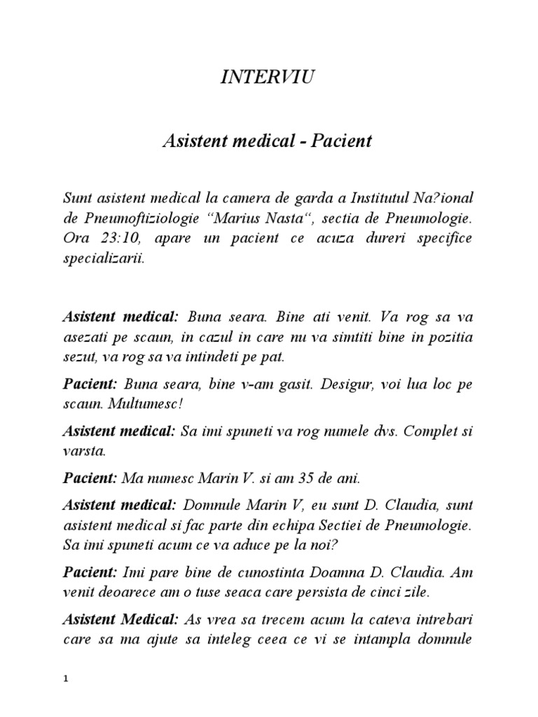 InterViu Asistent Medical-Pacient | PDF