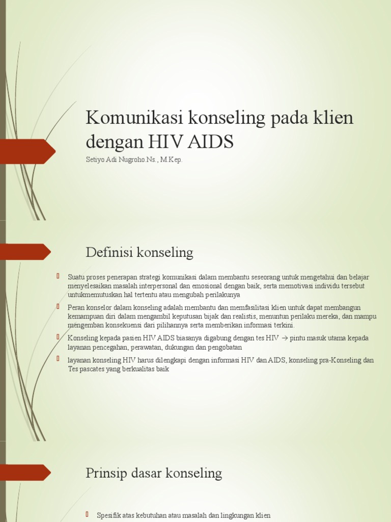 Komunikasi Konseling Pada Klien Dengan HIV AIDS | PDF | Karier ...