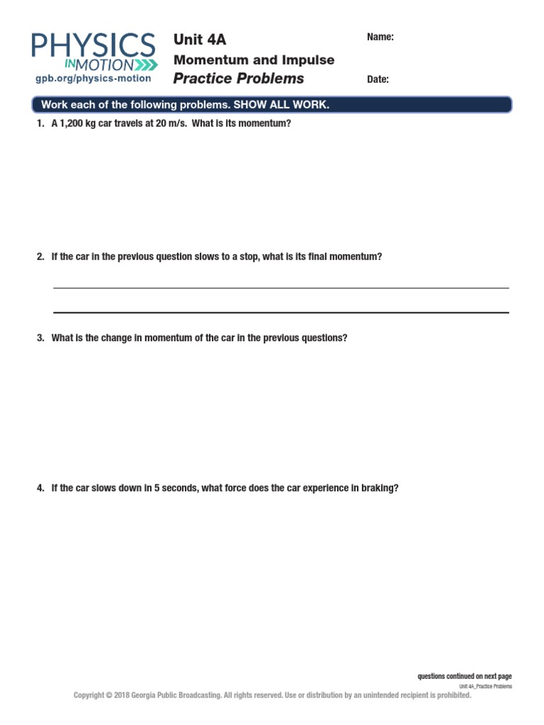 Practice Problems: Unit 4A | PDF | Force | Mechanical Engineering