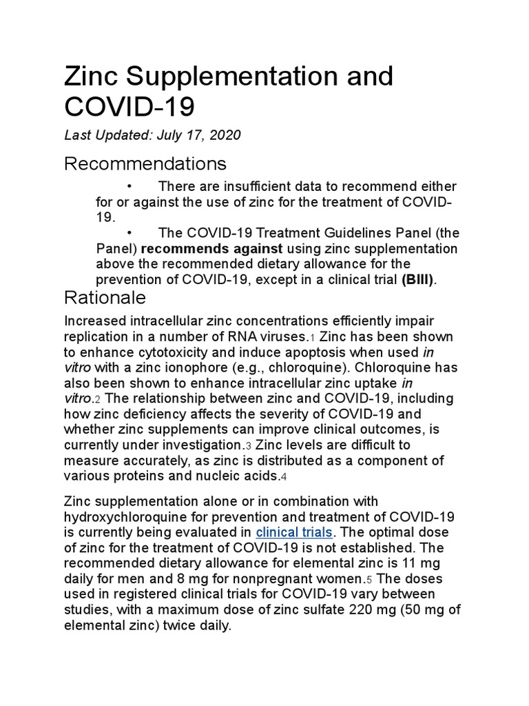 Zinc Supplementation and COVID19 PDF Zinc
