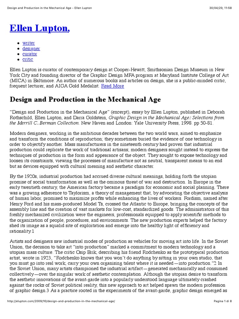 Design and Production in The Mechanical Age - Ellen Lupton | PDF ...