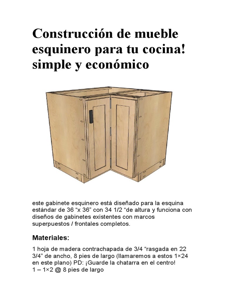 Construcción de Mueble Esquinero para Tu Cocina | PDF | Madera | Naturaleza, image size:768x1024