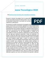 Reseña del grupo de danza de la facultad tecnológica durante la Semana Tecnológica 2020