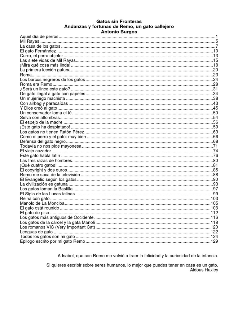 Antonio Burgos Gatos Sin Fronteras Pdf Gatos Arca De Noe