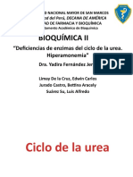 BIOQUÍMICA II Deficiencias de Enzimas Del Ciclo de La Urea. Hiperamonemia