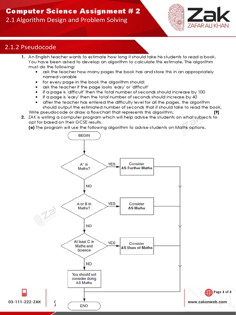 Assignment 2-2.1.2 Pseudocode and Flowcharts | PDF | Algorithms ...