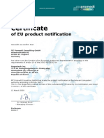 Certificate of EU product notification listing