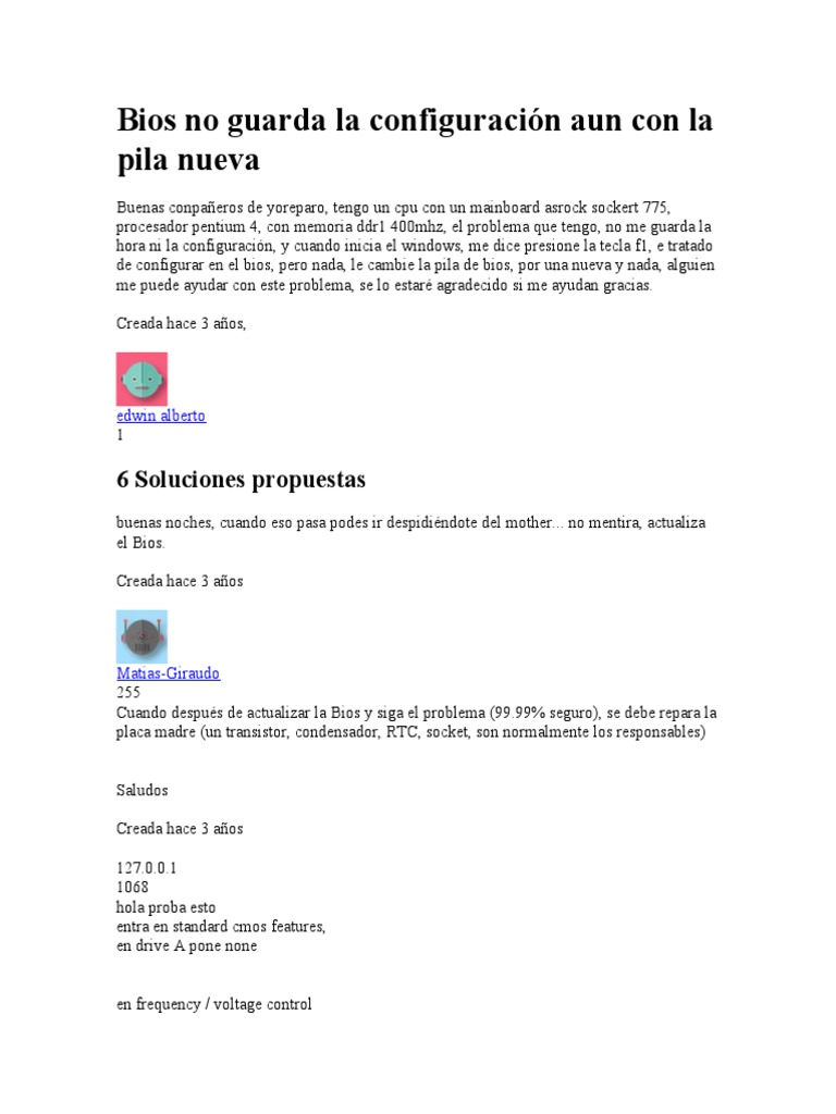 Como Saber Que Bios Tengo Y Actualizarla Bios No Guarda La Configuración Aun Con La Pila Nueva | PDF | Bios |  Arquitectura de Computadores