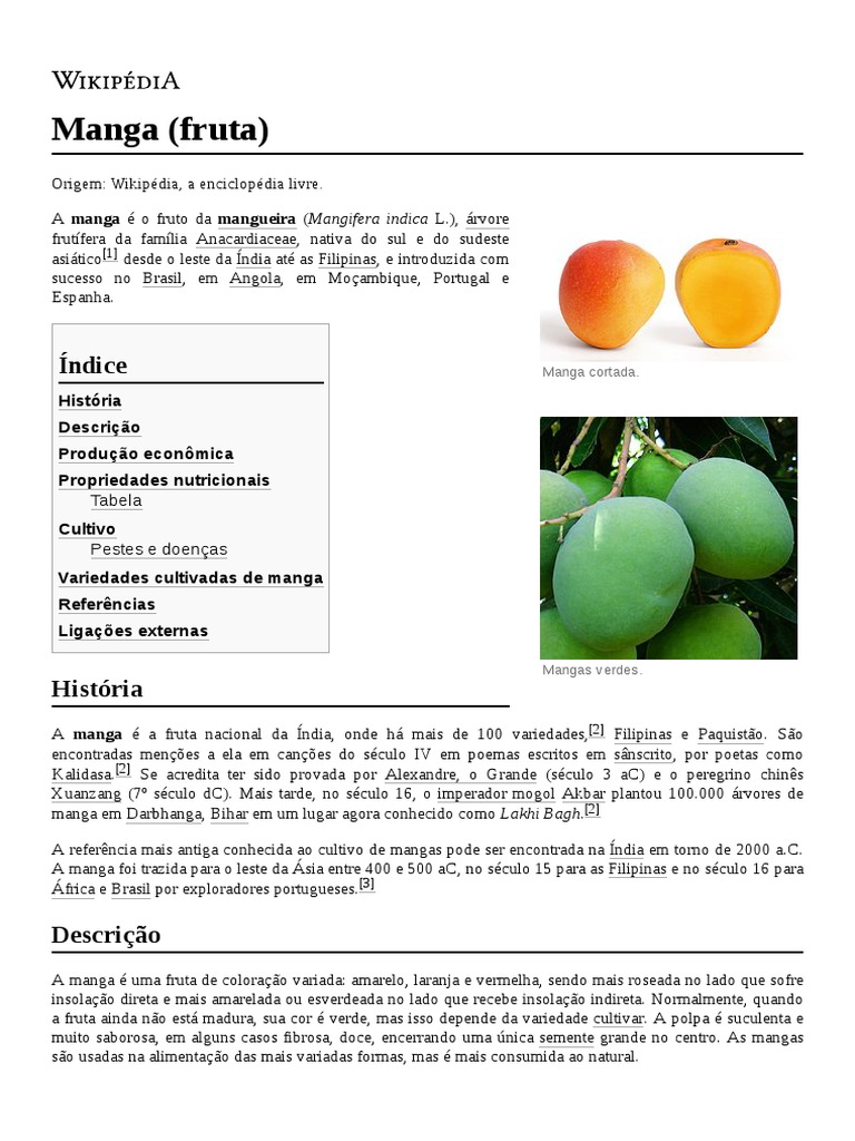 Origem e Propriedades da Manga | PDF | Manga | Fruta