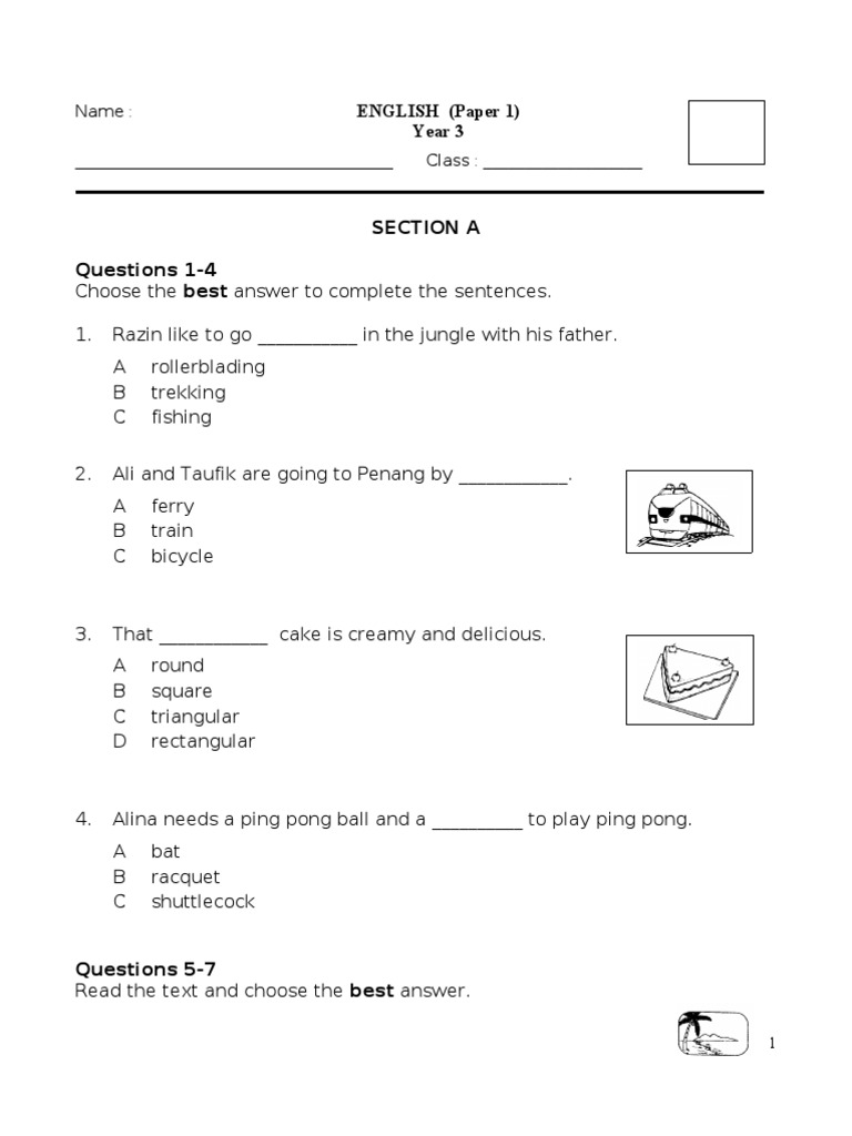 soalan english tahun 3