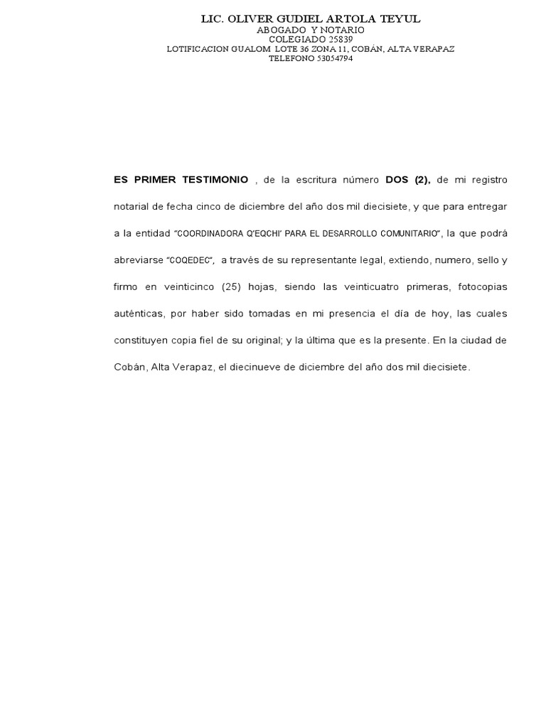 Primer Testimonio PDF