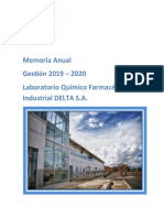 Memoria Anual Gestión 2019 - 2020 Laboratorio Químico Farmacéutico Industrial DELTA S.A