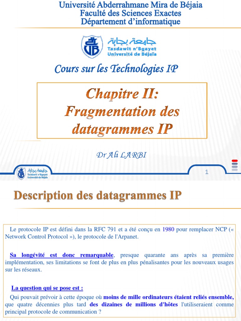 Fragmentation des Datagrammes IP | PDF | Protocoles Internet ...