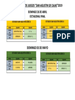 CALENDARIO DE JUEGOS DE LA SEXTA FECHA SAN AGUSTIN 2015