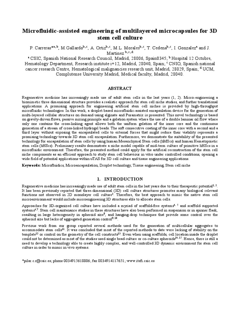 Microfluidic-Assisted Engineering of Multilayered Microcapsules For 3D ...