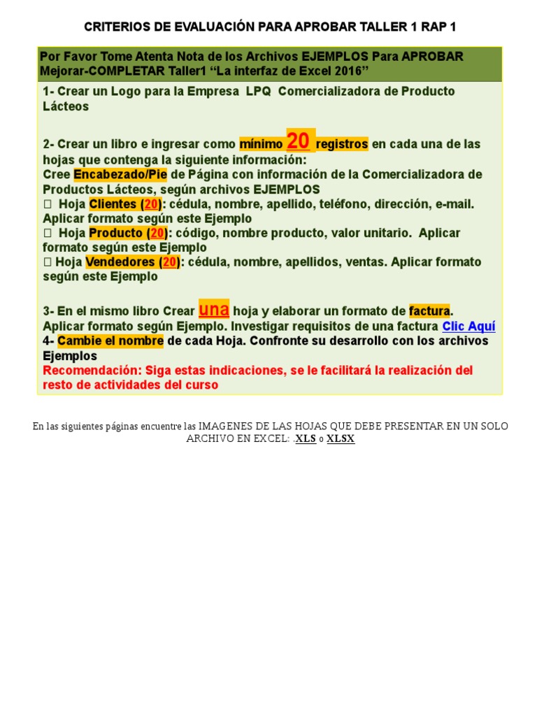 Criterios de Evaluación para Aprobar Taller 1 Rap 1 | PDF | Crecimiento ...