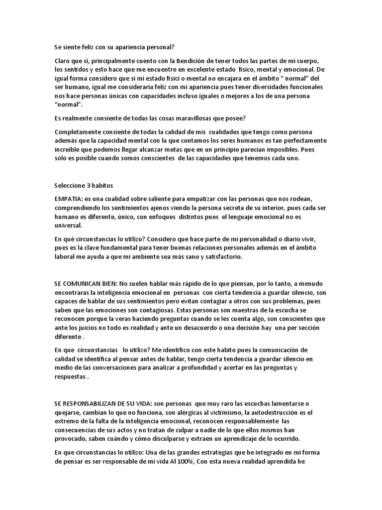 Hábitos para una Vida Plena y Feliz | PDF | Las emociones ...