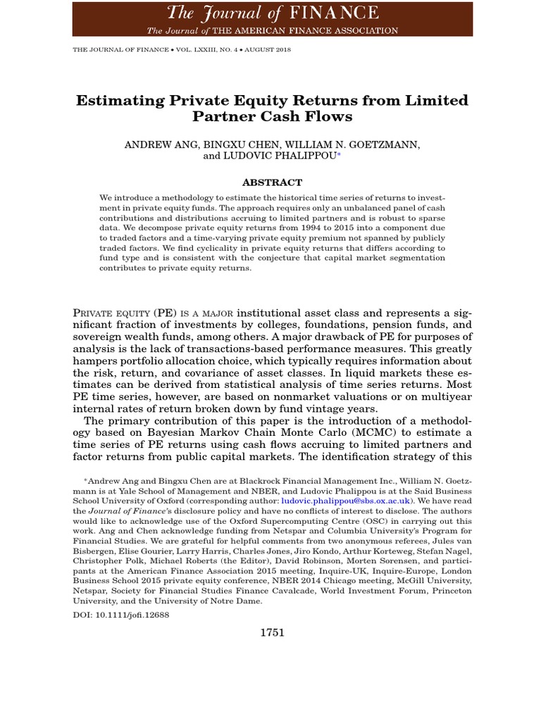 Estimating Private Equity Returns Methodology | PDF | Private Equity ...