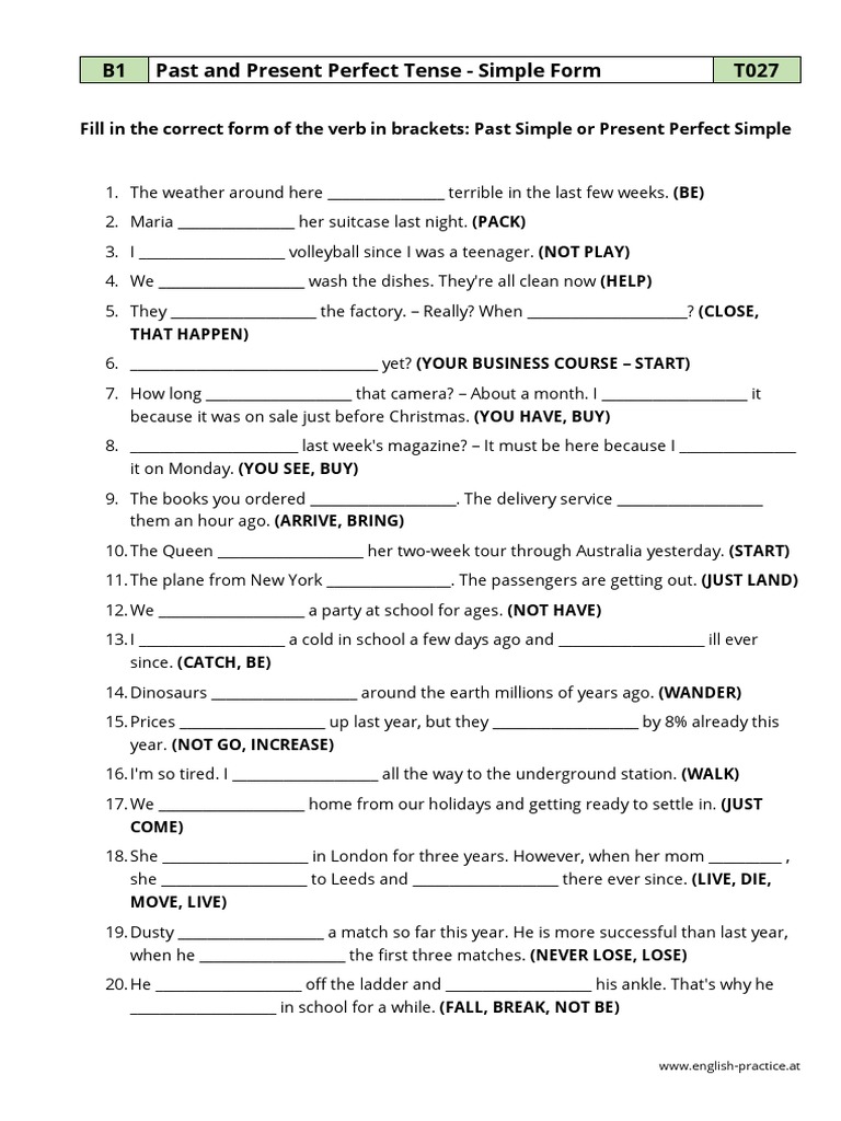 B1 Past and Present Perfect Exercises | PDF