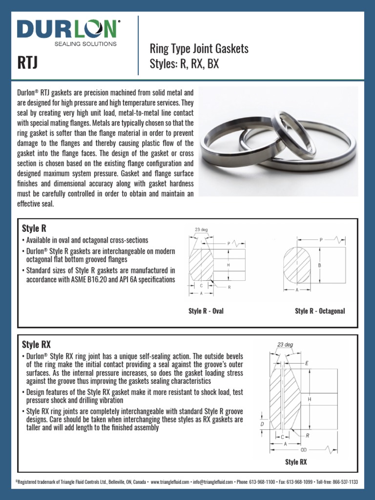 Ring Type Joint Gaskets Styles: R, RX, BX | PDF | Industrial Processes ...