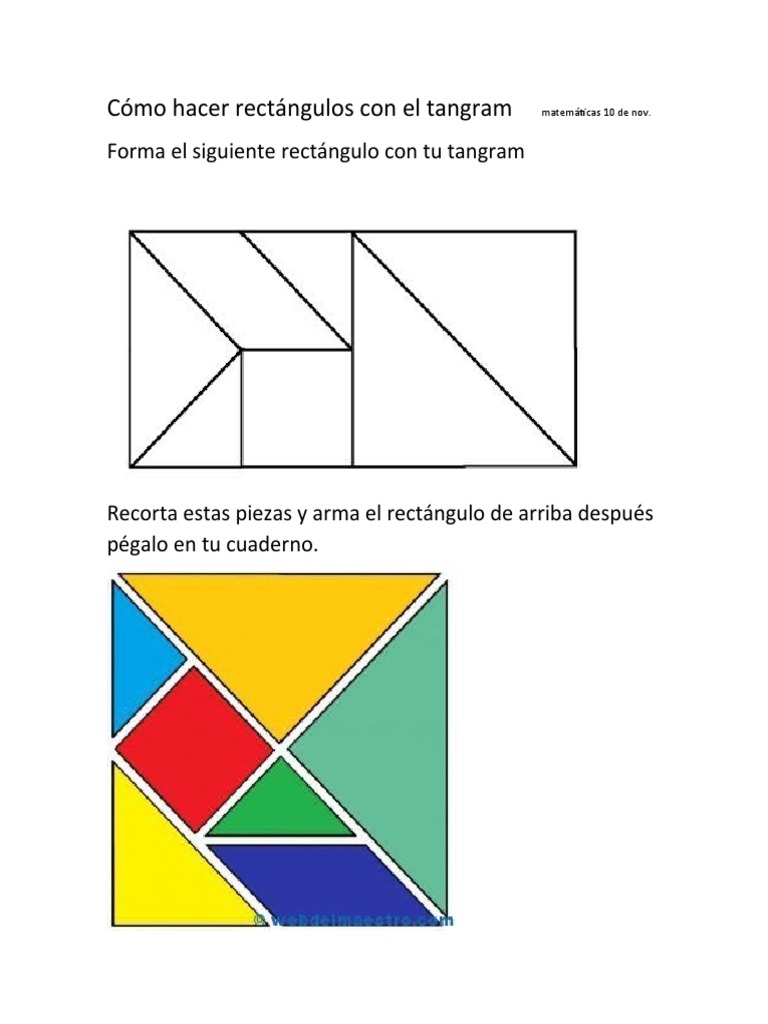 Cómo Hacer Rectángulos Con El Tangram Matemáticas 10 de Nov | PDF