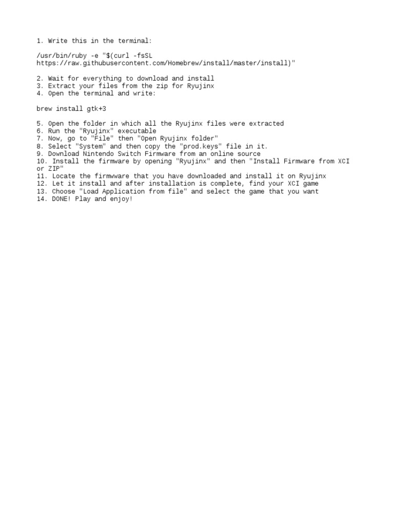 How To Install Ryujinx On MAC OS | PDF