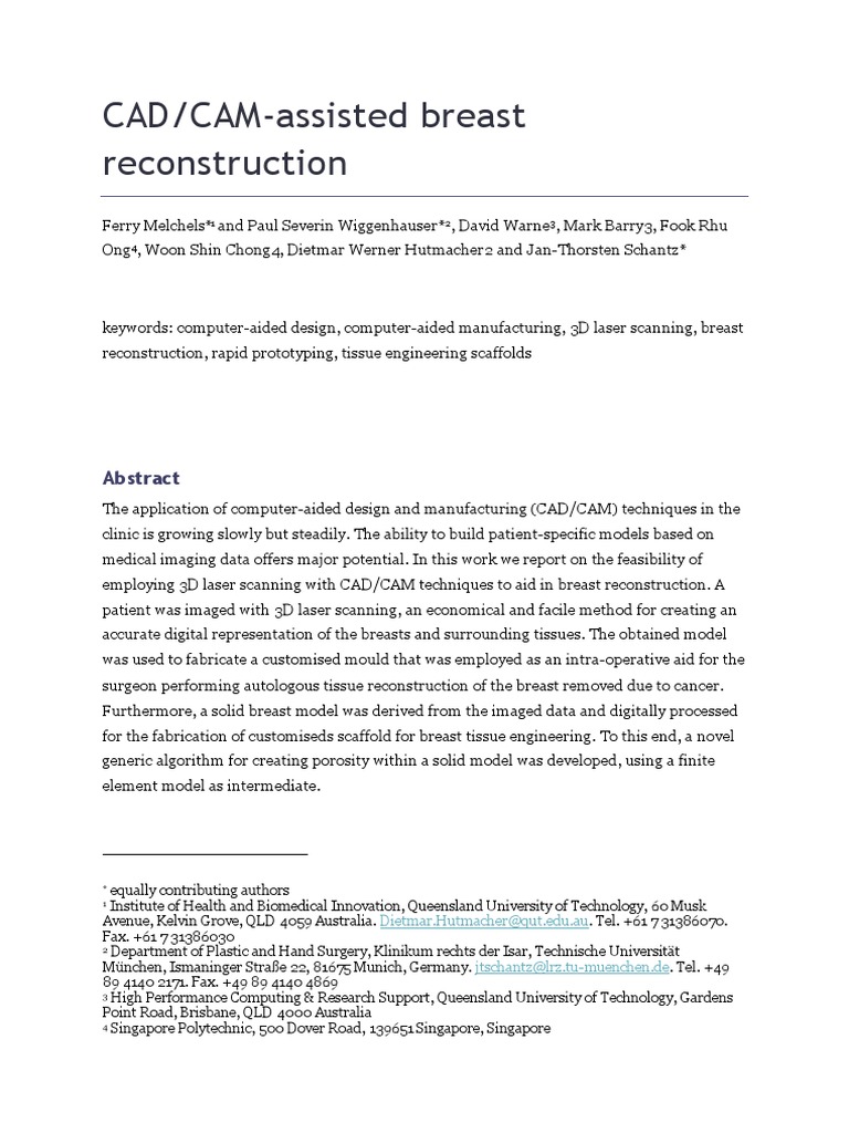 Post Print CADCAM Assisted Breast Reconstruction | PDF | Tissue ...