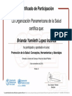 Certificado de Participación en Curso de Promoción de la Salud