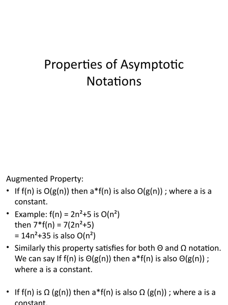 Properties of Asymptotic Notation | PDF | Teaching Methods & Materials