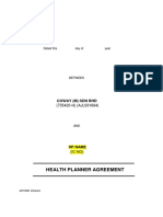 Health Planner Agreement: Coway (M) SDN BHD