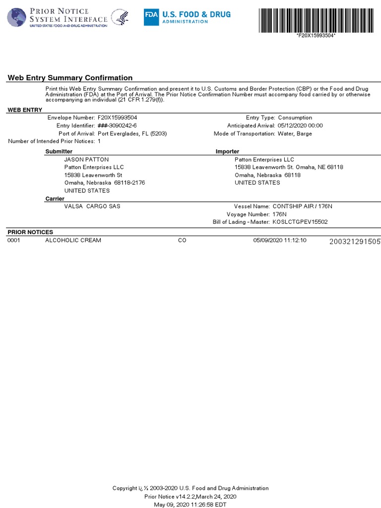 Web Entry Summary | PDF