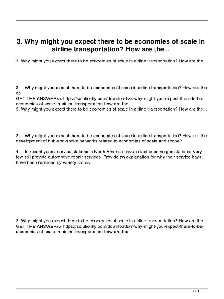 3 Why Might You Expect There To Be Economies of Scale in Airline ...