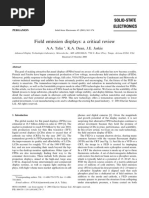 Field Emission Displays: A Critical Review: A.A. Talin, K.A. Dean, J.E. Jaskie